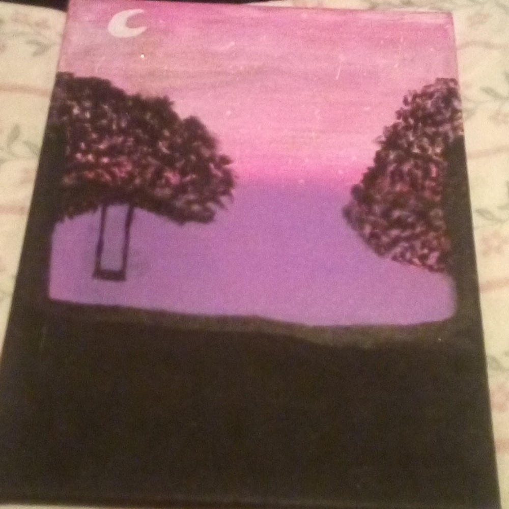 Purple and Black Canvas Art